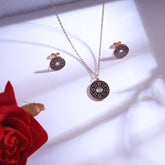 Elegant Greek Maze Pendant & Stud Earrings Set