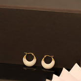 White & Gold Half-Moon Hoop Earrings