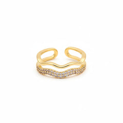 Shiny Gold Double-Row Adjustable Ring