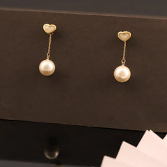 Heart Charm Pearl Drop Earrings