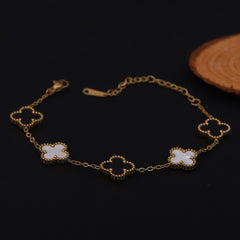 White & Black Clover Bracelet