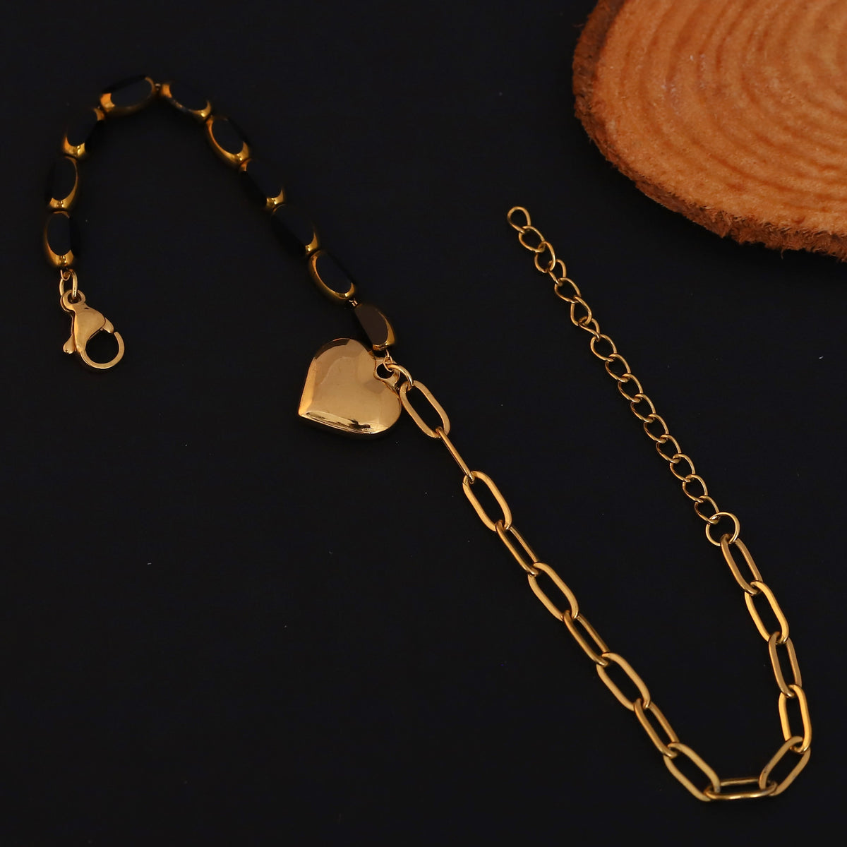 Golden Heart Charm Bracelet