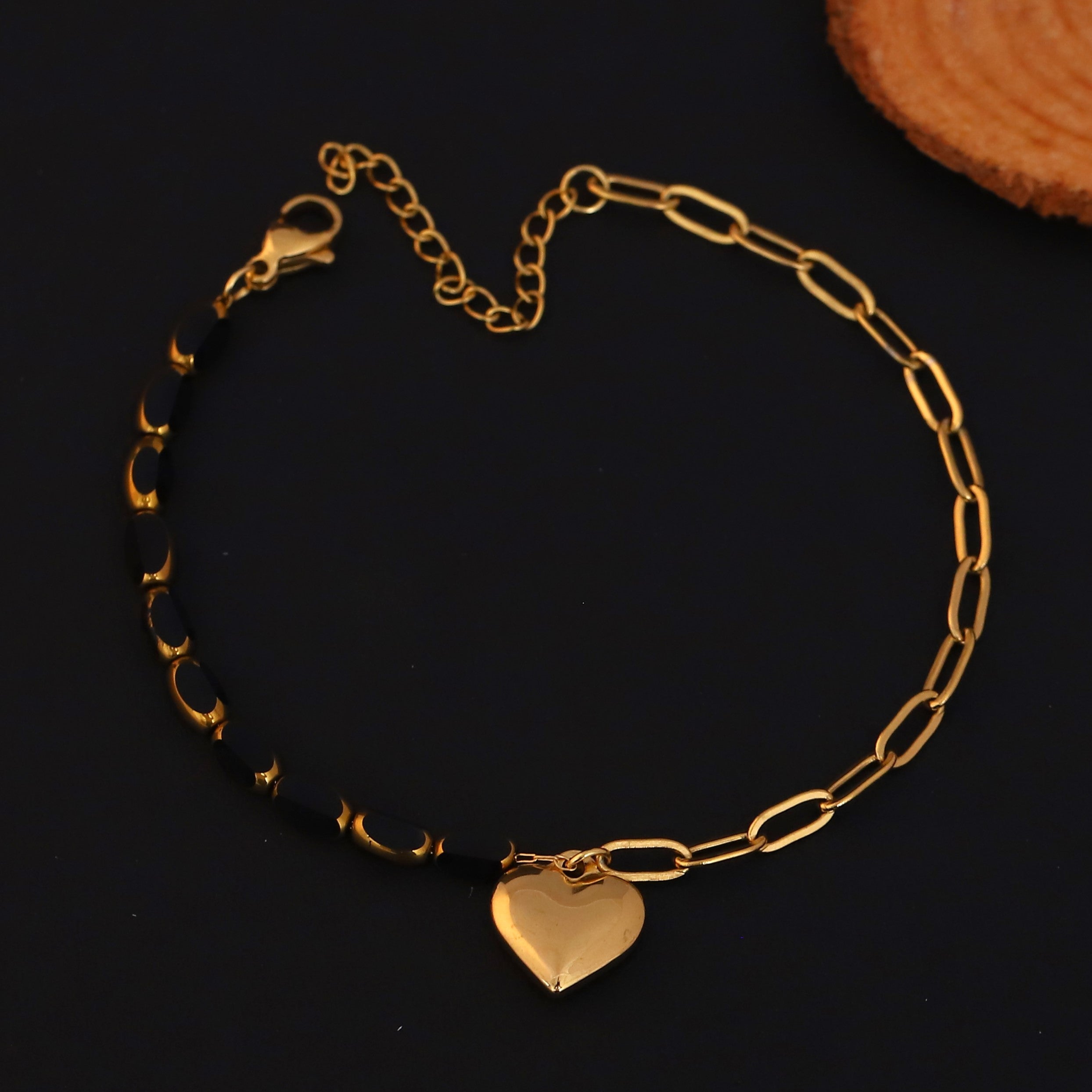 Golden Heart Charm Bracelet