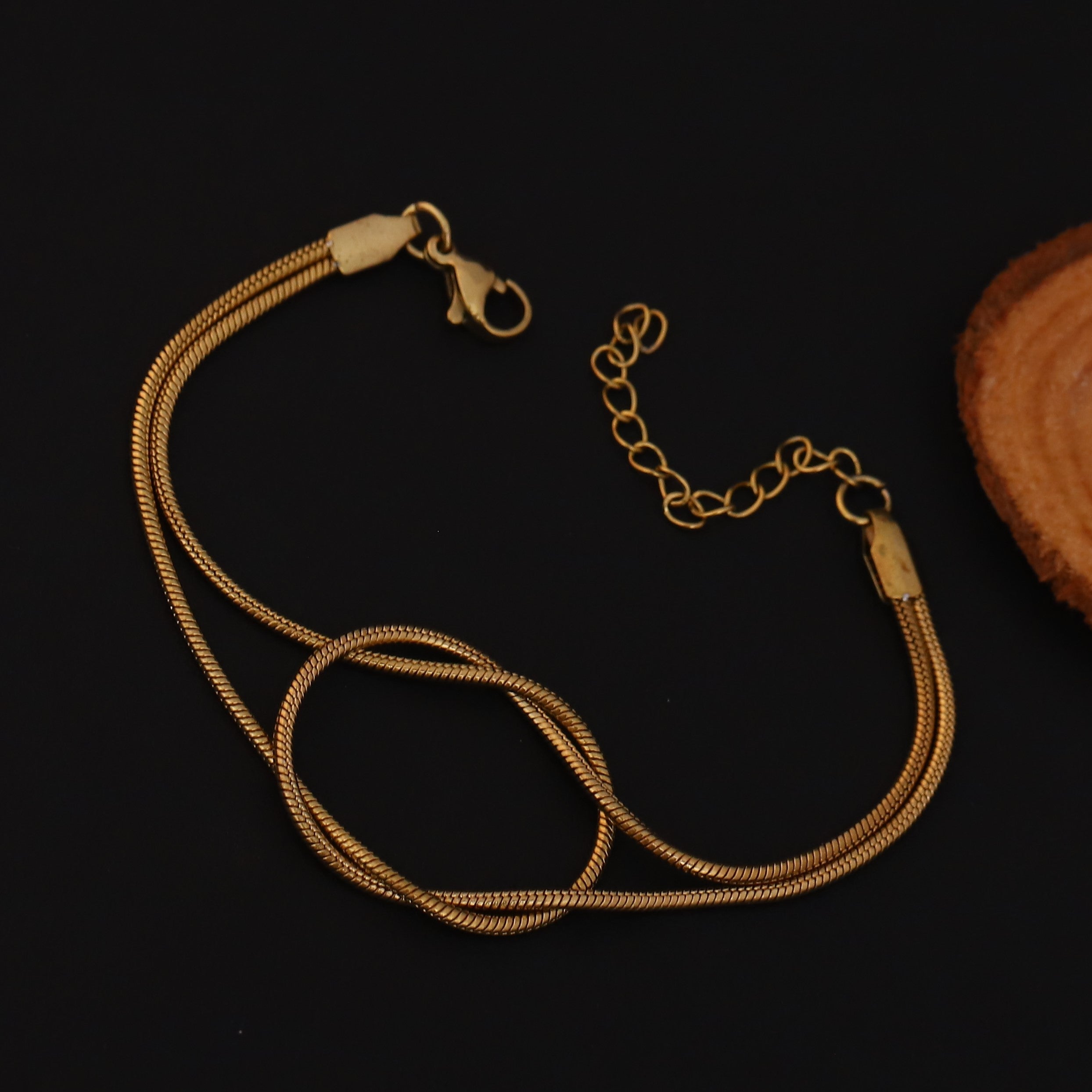 Trendy Gold Plated Double Layer Twist Chain Bracelet