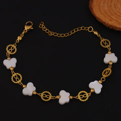 Elegant White Clover Charm Bracelet for Girls & Women
