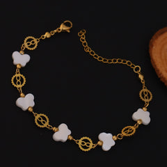 Elegant White Clover Charm Bracelet for Girls & Women