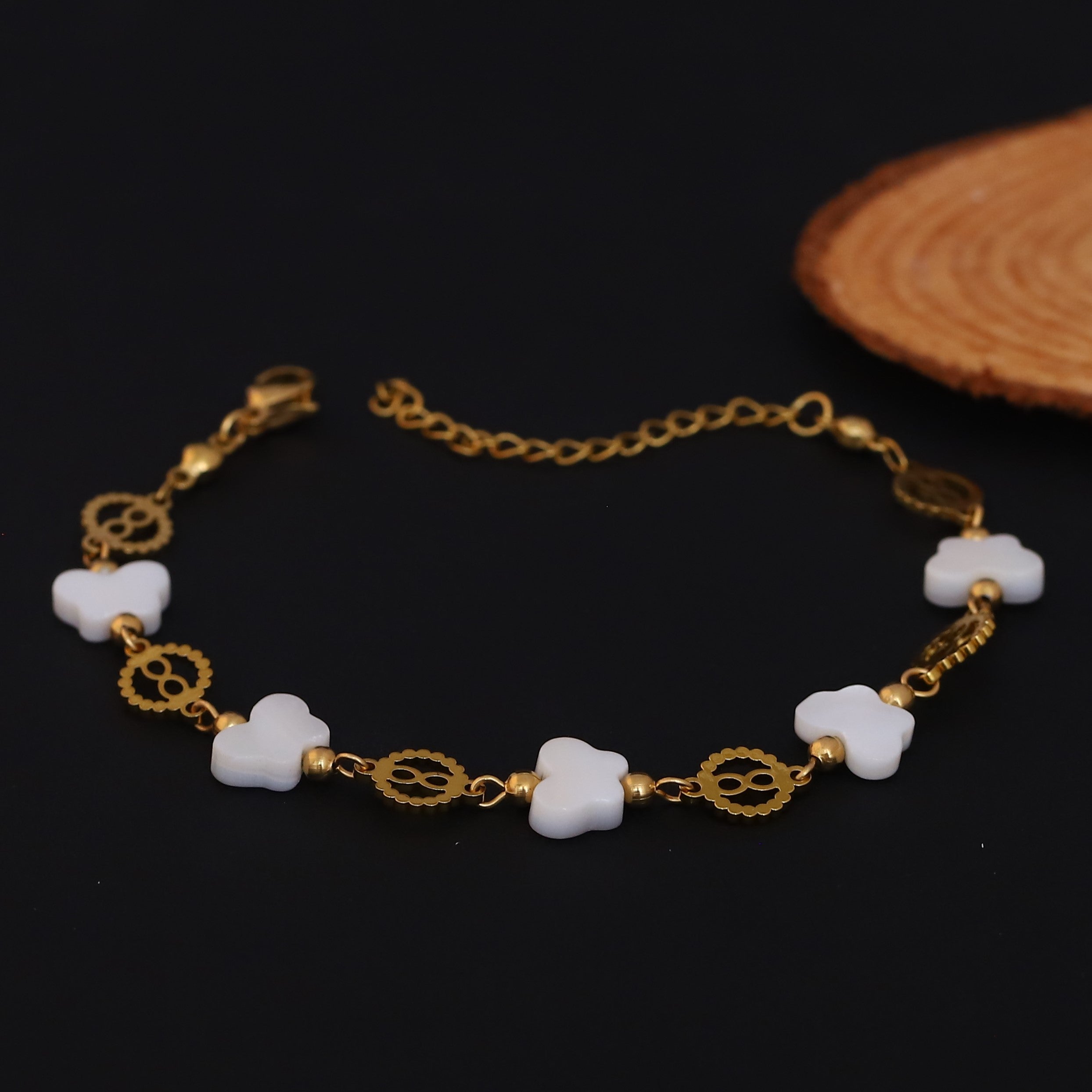 Elegant White Clover Charm Bracelet for Girls & Women
