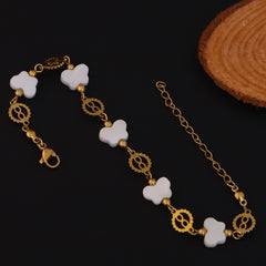 Elegant White Clover Charm Bracelet for Girls & Women