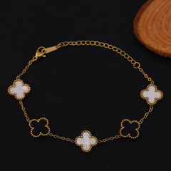 White & Black Clover Bracelet