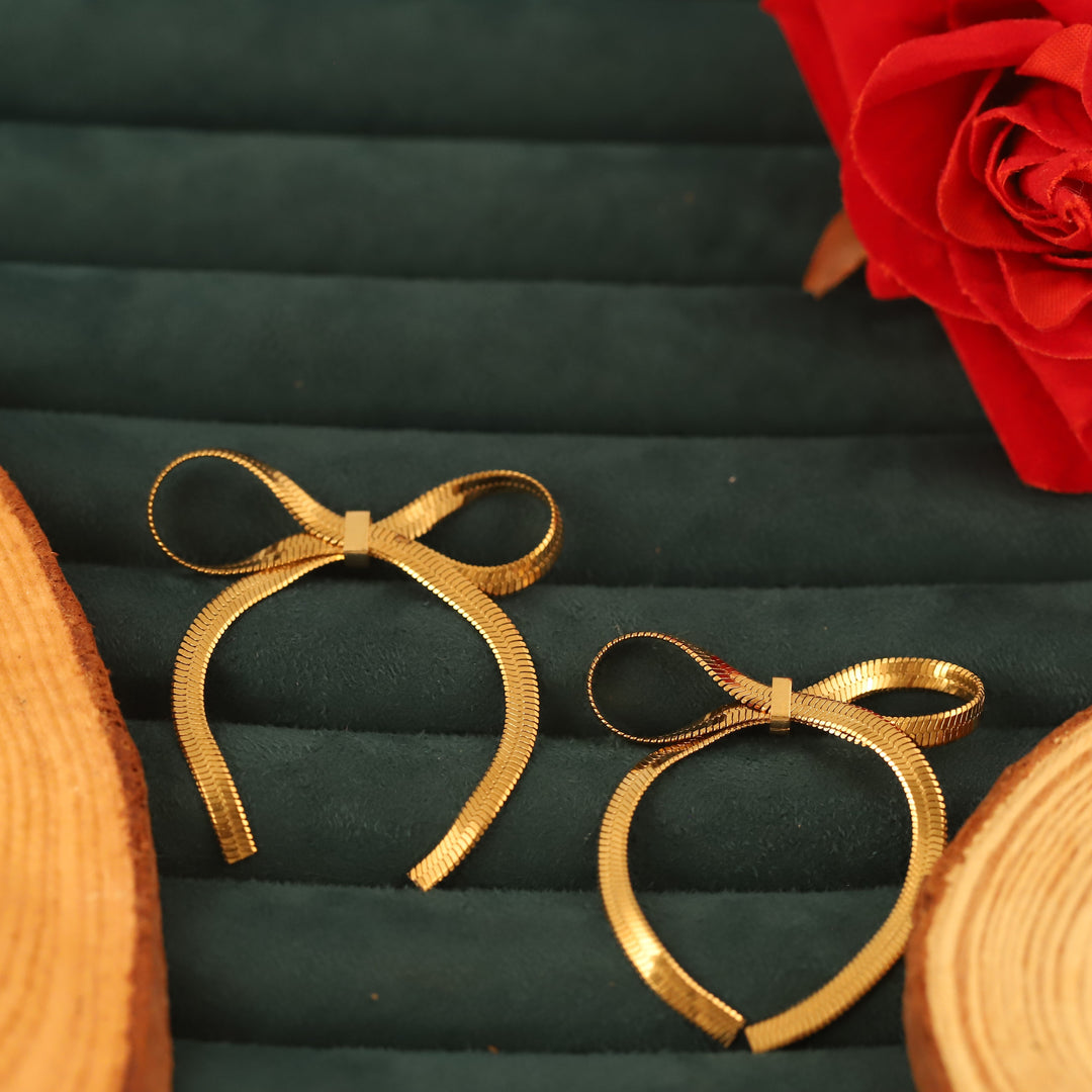 Golden Grace Bow Hoops