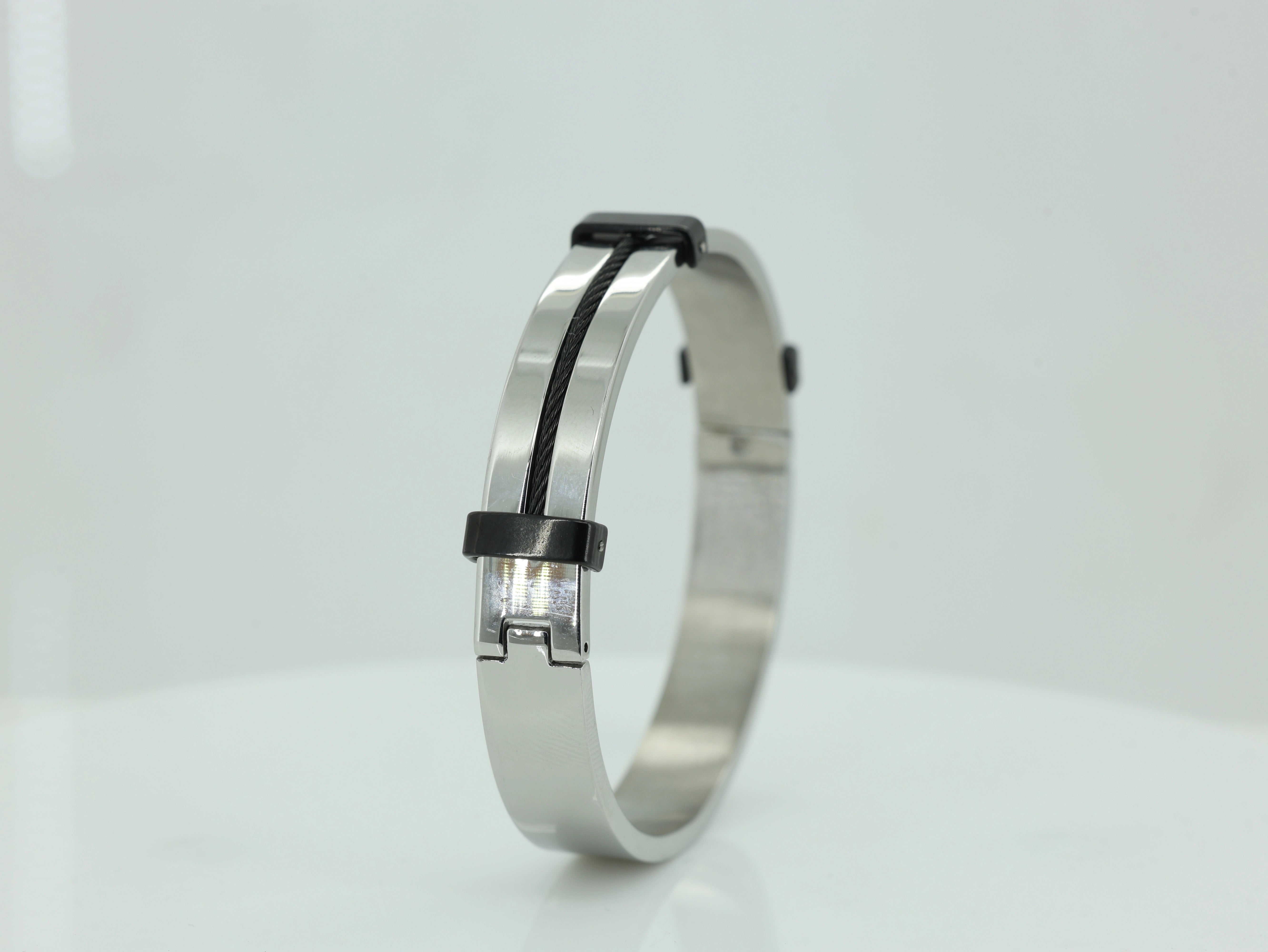 Steel & Black Dual Tone Bracelet