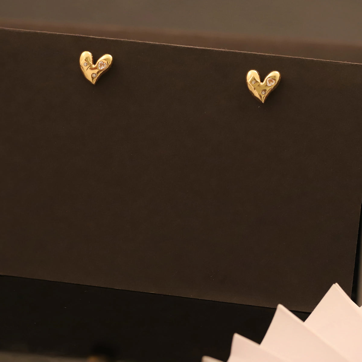 Golden Heart Stud Earrings