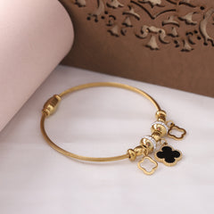 Clover Charm Cable Bracelet with Crystal Beads