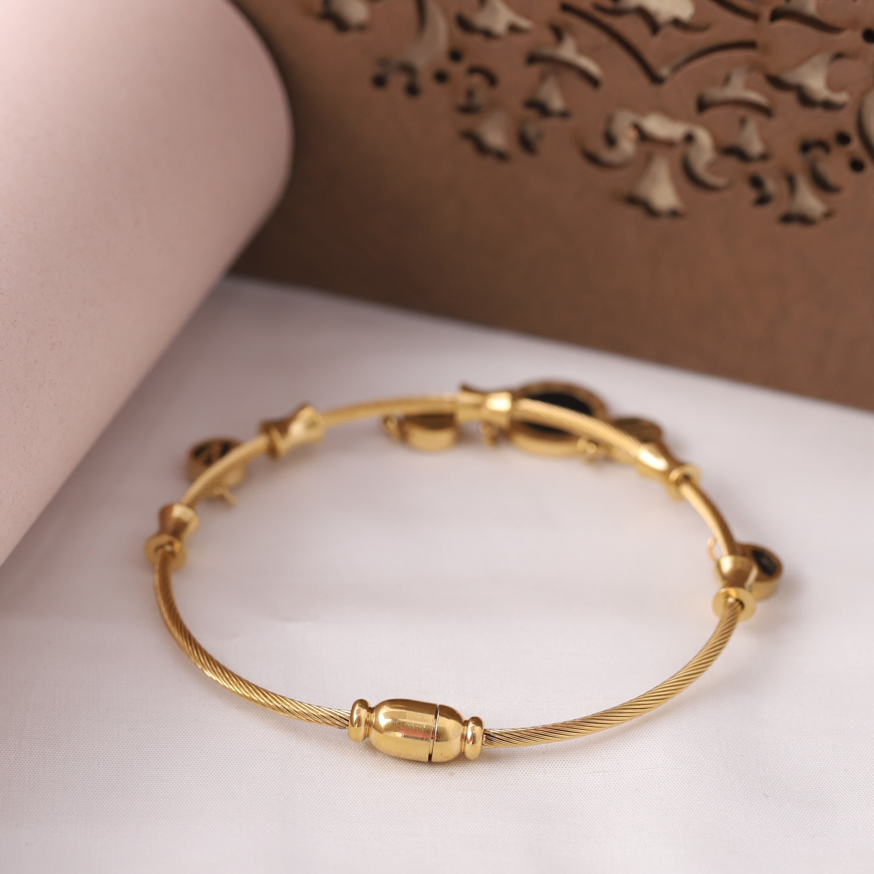 “Roman Black Charm Cable Bracelet for Women & Girls”