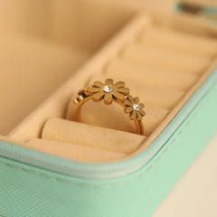 Crystal Bloom Trio Ring