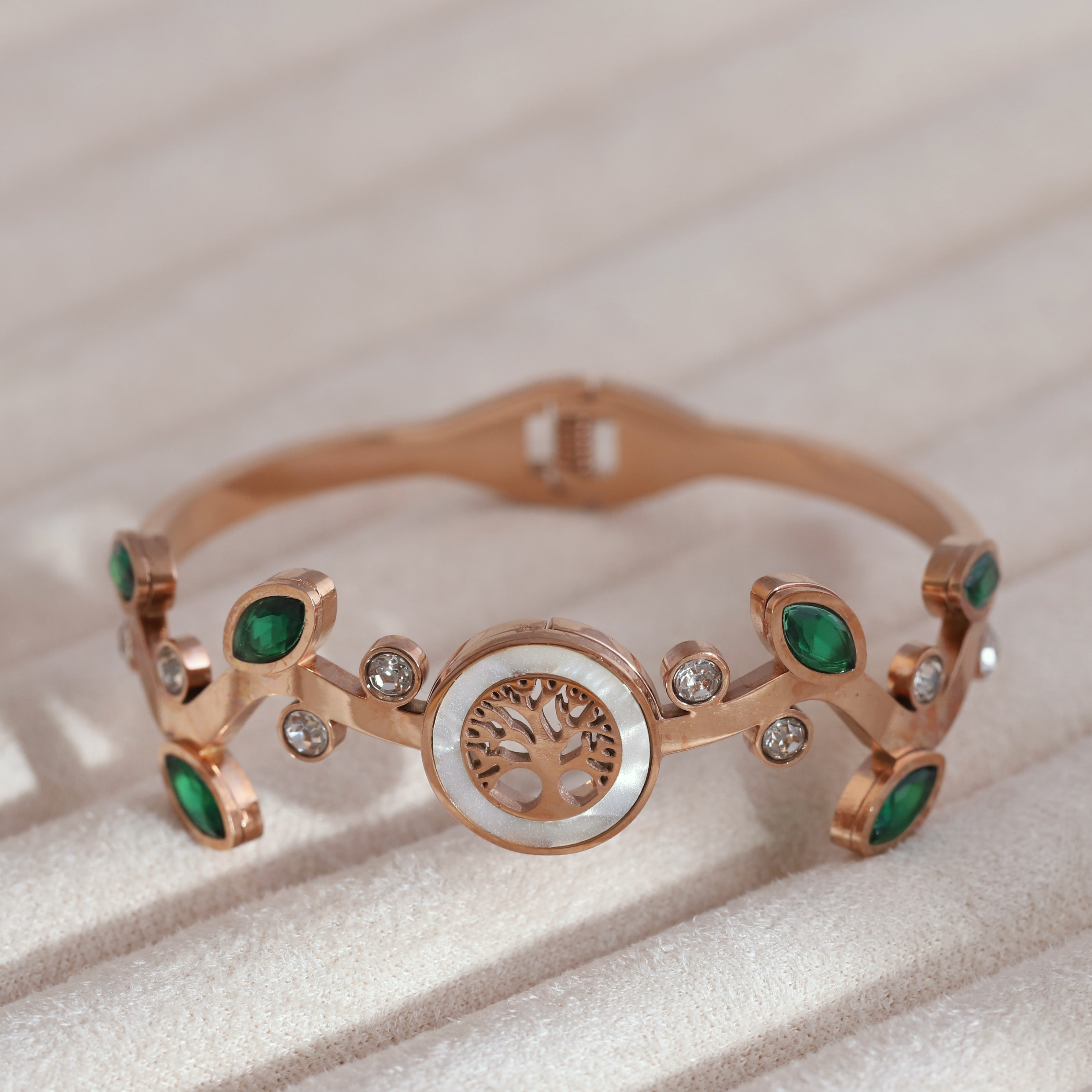 Elegant Tree of Life Rose Gold Kada Bangle