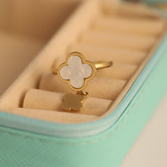 Elegant Clover Charm Ring